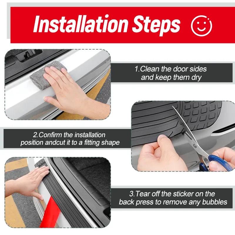 104cm Cuttable Car Rear Bumper Guard Plate Cover Trim Car Trunk Protector Strip Automobile Universal Protective Strip