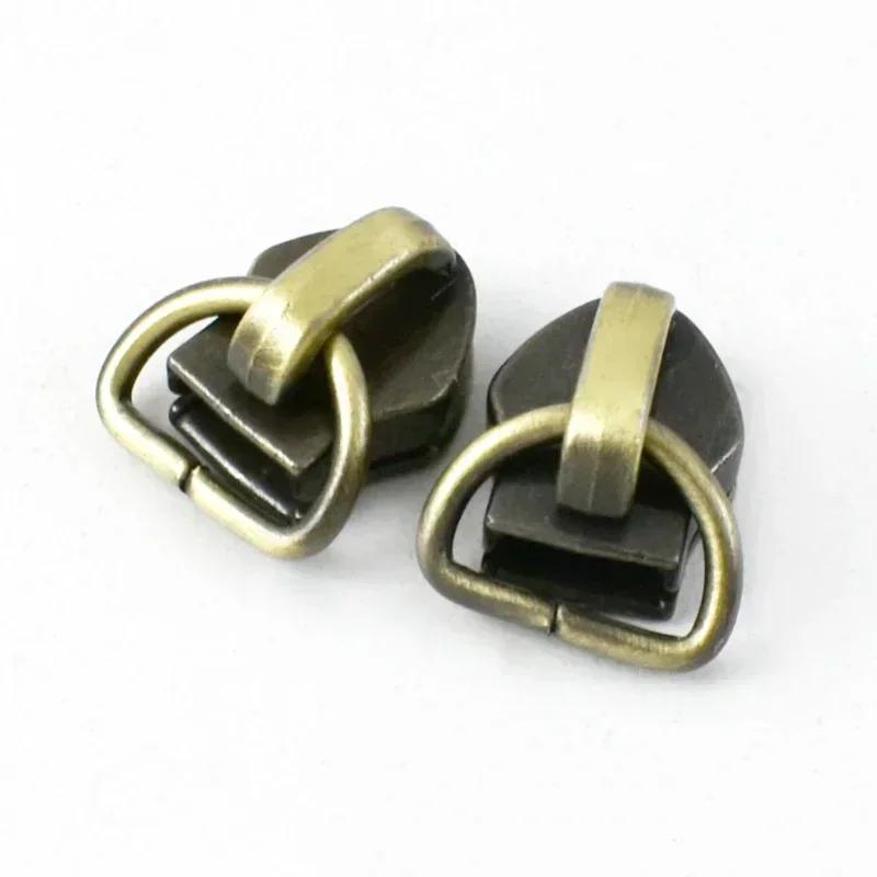 10/20/30Pcs Meetee 5# Zipper Slider for Nylon Zips D Ring Zip Puller Clothes Bag Zippers Head Repair Kit DIY Sewing Accessories