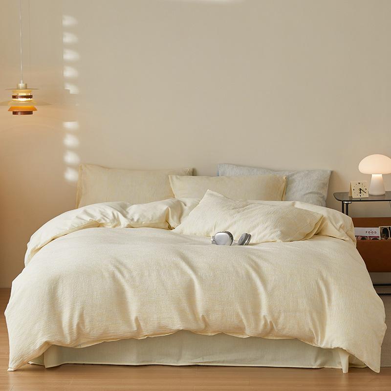 High-end Rope Threading Jacquard Bedding Set 100% Cotton Skin-friendly Breathable Queen Duvet Cover Set with Sheets Quilt Cover