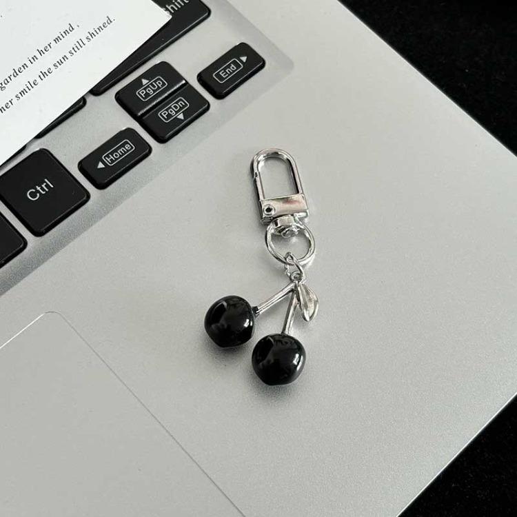 High-value Cool Black Cherry Color Diamond Sweetheart Candy Keychain Pendant Personality Trendy Cool Student School Bag Accessories