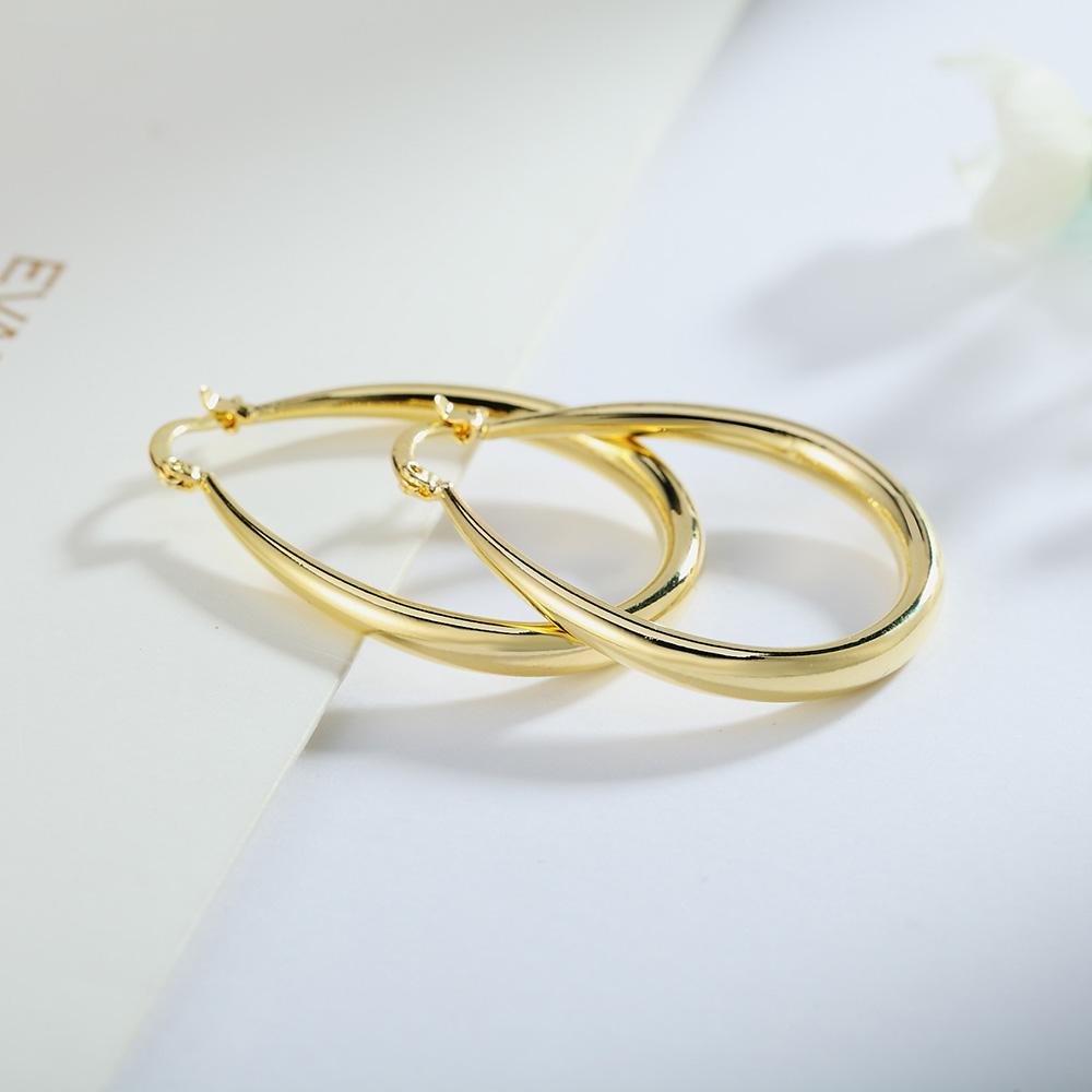 925 Sterling Silver Big Earrings 18K Gold High Quality Hook Women Lady Wedding Hot Sale Fashion Earring Jewelry 4.1cm