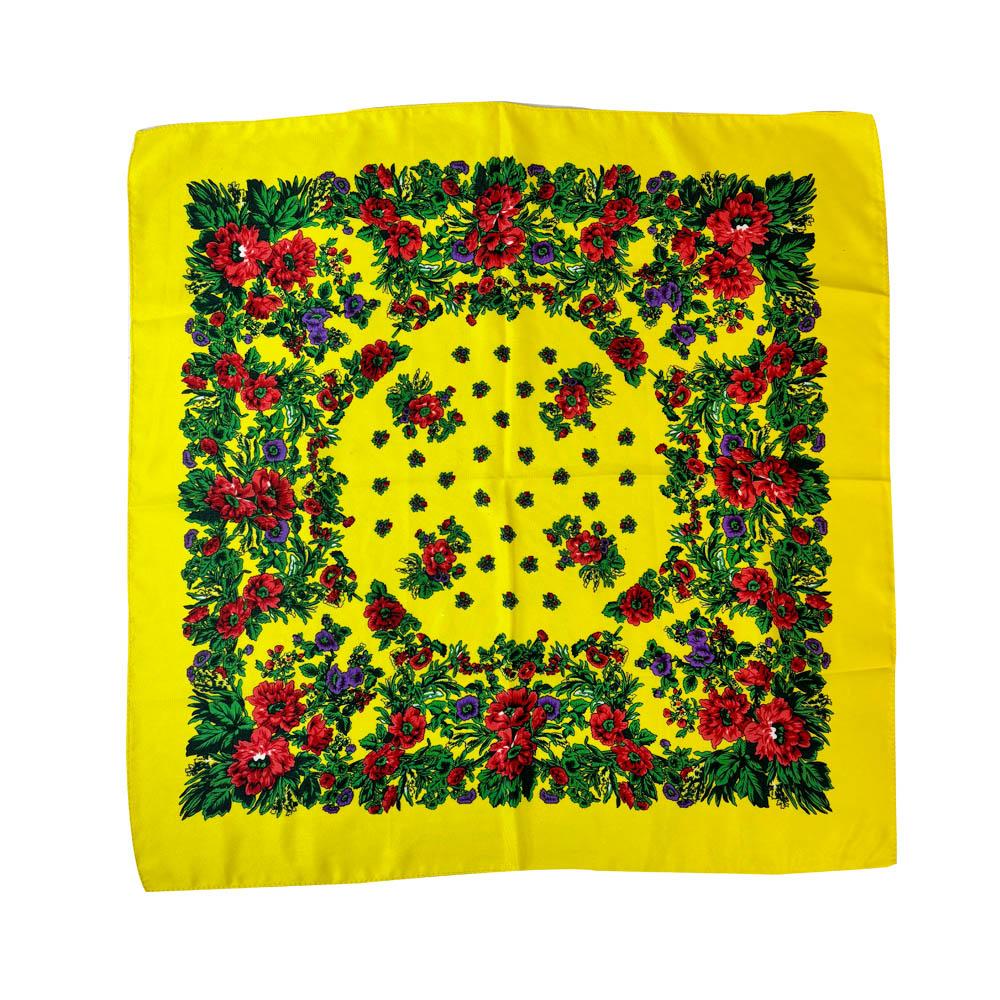 Women Square National Scarf 70*70Cm Russian Retro Floral Print Head Scarves Bandana Foulard Femme Muslim Headwrap Babushka Scarf