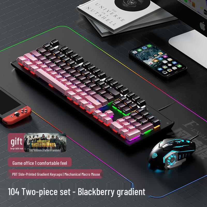 Fenglingdu 87-Key Wired Mechanical Keyboard with Blue, Red, Brown Switches - Gradient, Side-Engraved, Ideal for Gaming and Office Use.