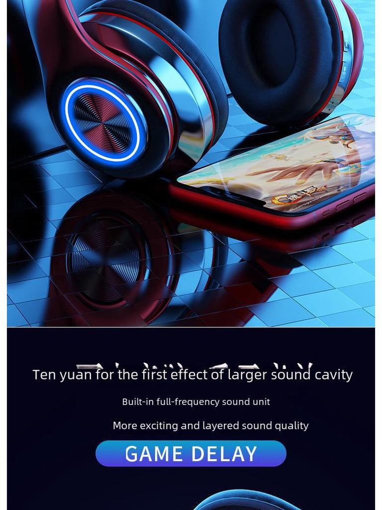 B39 Luminous Bluetooth Headset: Head-Mounted, Wireless, Foldable, Colorful Breathing Light, Heavy Bass Audio