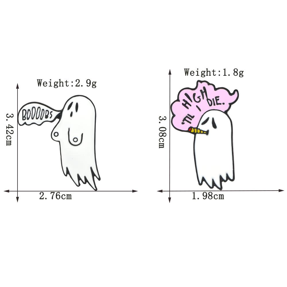 Cute Smoking Boo Ghost Enamel Pin Brooch Cartoon Women Men Denim Jackets Lapel Pins Backpack Badges Kids Fashion Jewelry