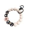Daisy Silicone Leaf Beaded Wrist Keychain Pendant