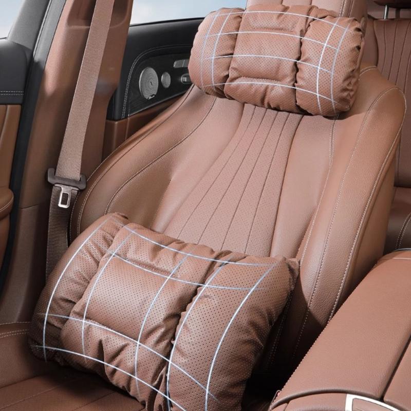 Adjustable Premium Car Seat Headrest Cushion And Lumbar Support Pillow For Drivers Long Trip Fatigue Relief Universal