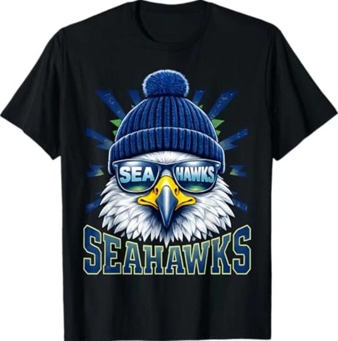 Vintage Cool Face Sea Hawk with Sunglasses Women Men Tees T-Shirt L