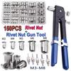 150 Piezas de Tuercas Remachables Kit de Mandril Pistola M3/M4/M5/M6/M8 o Mandriles para Tuercas Remachables Herramienta de Reparación Pistola Remachadora Tornillo de Cabeza Plana Set de Pistola Remachadora Tuerca Pop