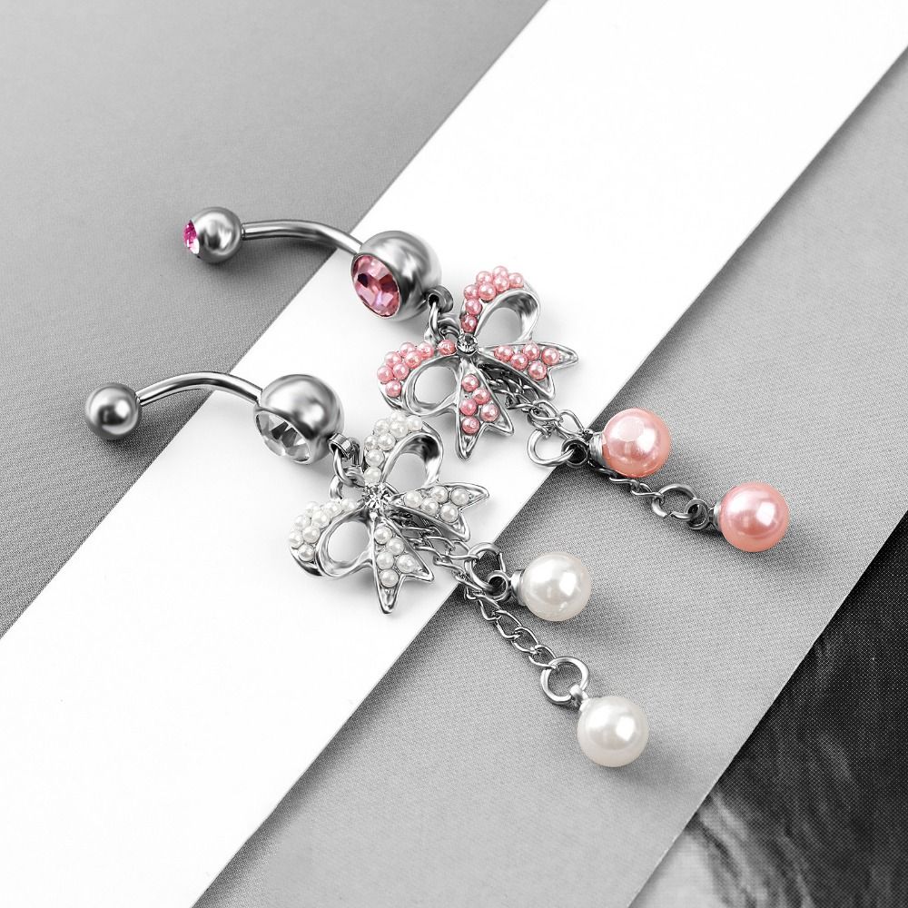 Fashion Jewelry Bowknot Navel Button Ring Rhinestone Body Jewelry  Body Piercing