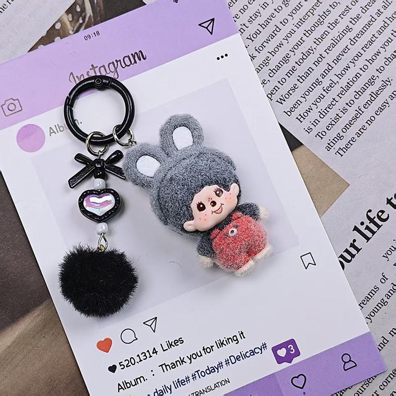 Cartoon Plush Monchhichi Keychain Pendant Cute Plush Monkey Pendant Phone Chain Decoration Monchhichi Mini Plush Bag Pendant