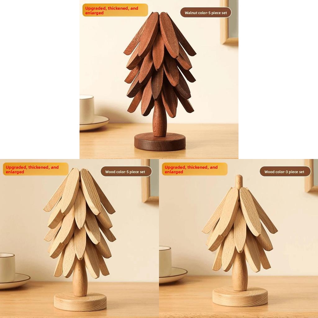 Wooden Tree Heat Insulation Coaster With Cartoon Design For Dining Table Decor