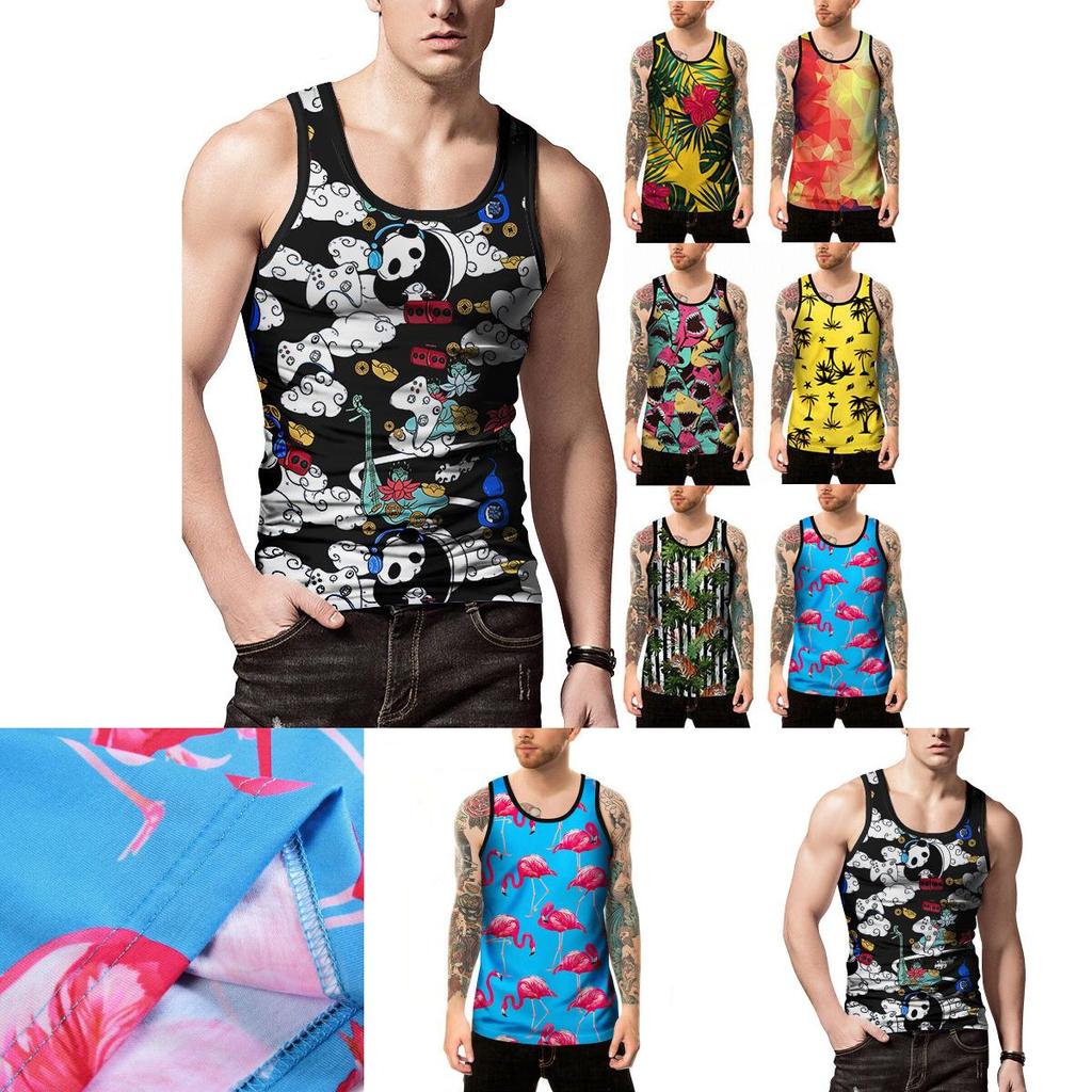 Mens 3d Printed Tank Top With Premium Quality Polyester For Summer Gym Fitness