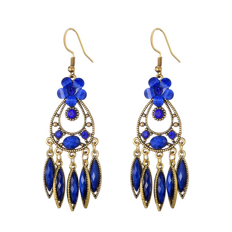 Bohemian Jewelry Earrings For Women Acrylic Flower Tassel Crystal Wedding Earings Ethnic Geometric Earrings Pendientes Mujer