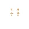 Gold Micro-Set Gemstone Cross Earrings: Women's European & American Style, Light Luxury, Retro Fashion.