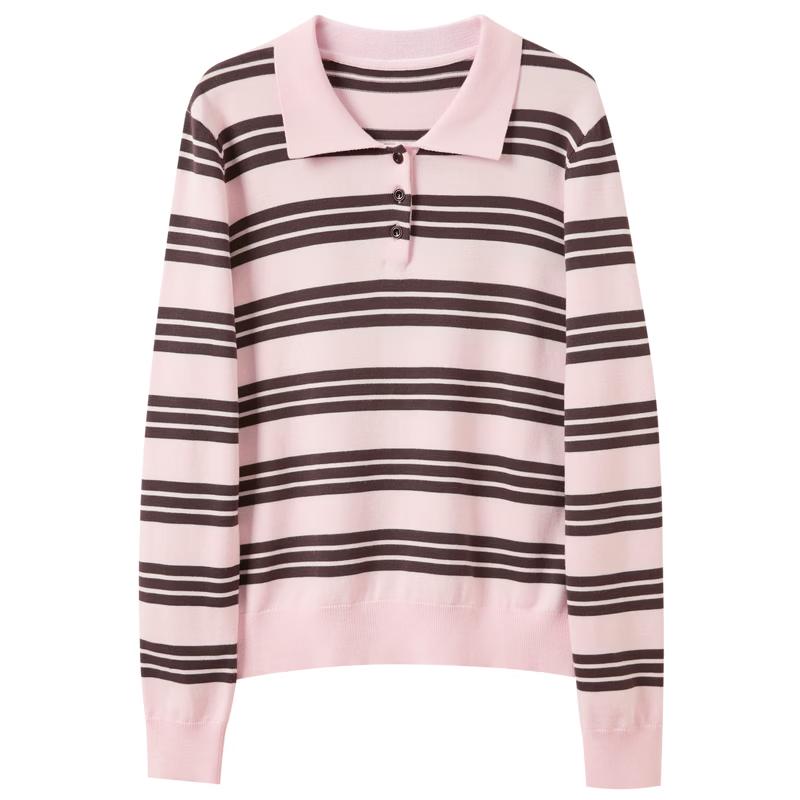 SanCai Color-block Stripe Polo Sweater M