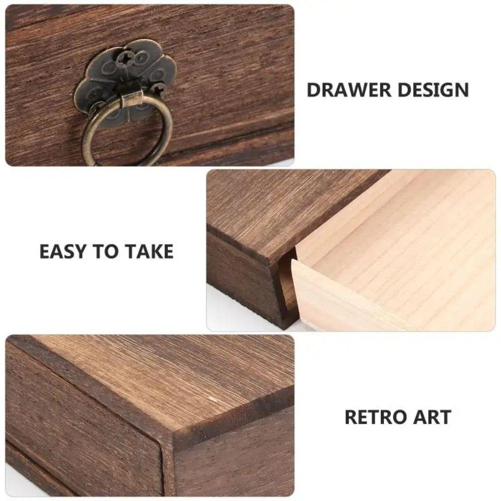 Drawer/Flip Type Tea Box Wood Treasure Chest Crafts Jewelry Case  Home Office