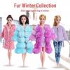 30cm Barbie Doll Fashion Set: Long Faux Fur Coat & Plush Short Jacket