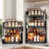 Household 2/3 Layer Condiments Rack Corner Stand with Hooks Seasoning Rack Carbon Steel Storage Rack Kitchen Organizer Supplies