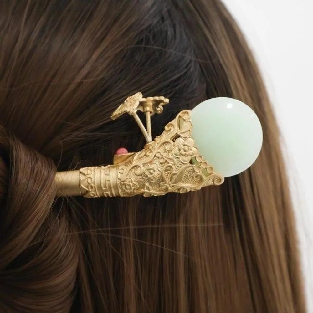 Women s Jade Bead Handmade High-End Traditional Hairpin A27697_Single Item FREE