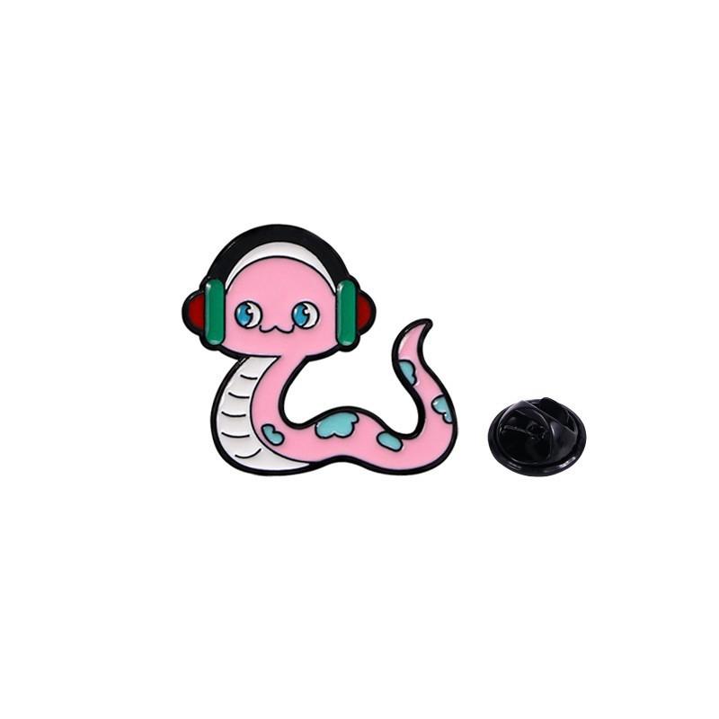 Zinc Alloy Enamel Dropping Brooch, Cute Cartoon Lucky Panda Snake Pattern 2025 Year of the Snake, New Year Festival Decorative Lapel Pin Badge