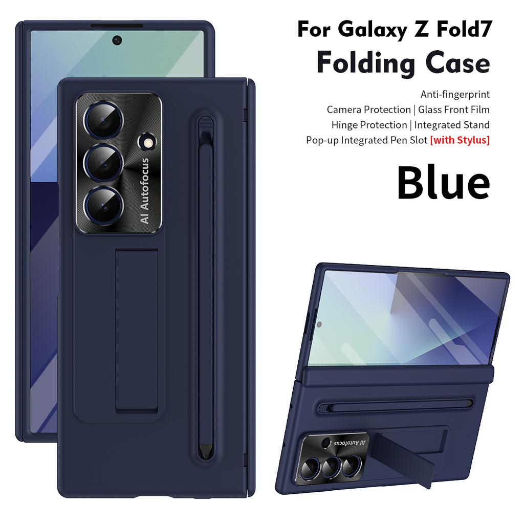 For Samsung Galaxy Z Fold 7 Case Hard With Stand Tempered Glass Film Protective Back Cover For Samsung Z Fold7 6 5 4 Phone Shell
