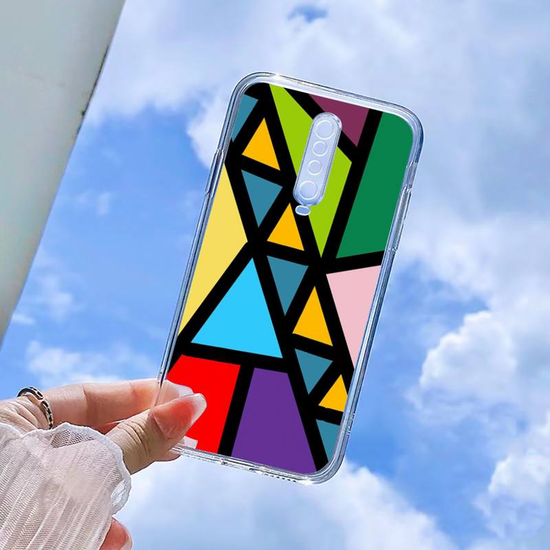 Geometrische Farbblock-Handyhülle für Xiaomi 11 Redmi Note 11pro5G 8T 9A 9S 10 K30 10T Pro Ultra K40pro Transparente Hülle