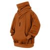 Mens Oversized Hooded Sweatshirt With Stacked Turtleneck Loose Fit Streetwear Winter Warm Fleece Lined