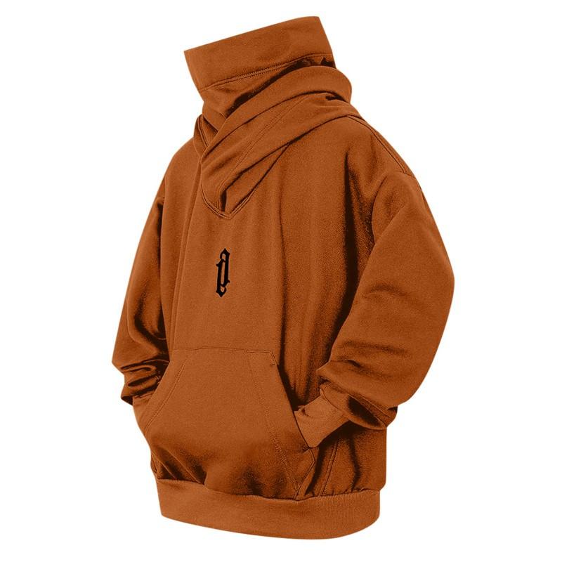 Mens Oversized Hooded Sweatshirt With Stacked Turtleneck Loose Fit Streetwear Winter Warm Fleece Lined
