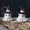 Halloween Ornament Ghost Mage Style Resin Statue Playful Smile Face Figure Lightweight Halloween Party Decor
