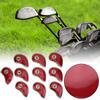 10er Set Hochwertige PU Golf Eisen Schlägerhaube Headcover Schlägerschutz Schützend Rot
