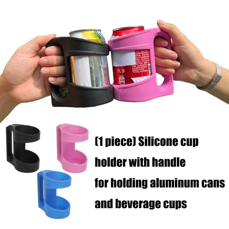 Silikonburkhållare Med Ergonomiskt Handtag Halkfria Grepp För Dryckesburk Perfekt För Utomhuscamping Picknick Partyn Lätt Att Rengöra Hållbara Design
