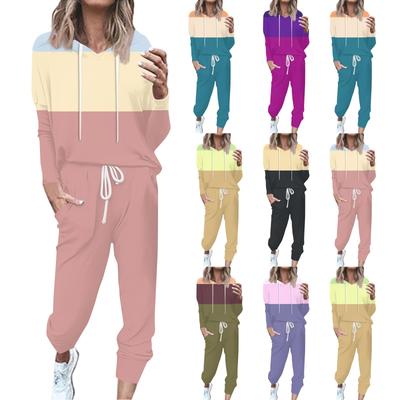 Women's 2-piece Striped Tracksuit Comfortable Hoodie Jogger Sweatpants Yoga Workout Tracksuit Set