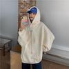 Autumn Winter Velvet Hooded Oversized Hoodie Women Loose Top Letter Print for Student Ladies