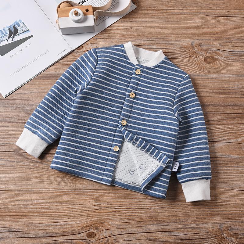 Baby Quilted Long-Sleeve Top: Unisex Three-Layer Autumn/Winter Underwear Pajamas