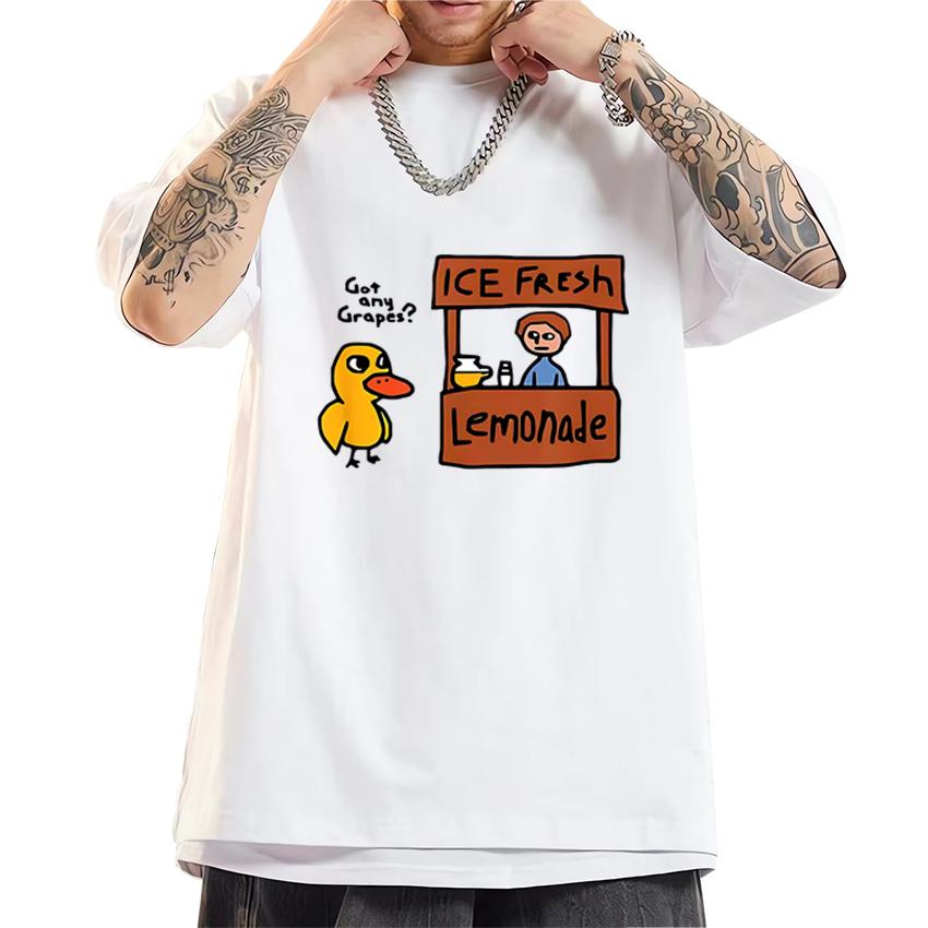 T-shirt d'été drôle et mignon canard a-t-il des raisins pour femmes harajuku t-shirts à manches courtes harajuku hauts unisexes