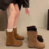 2026 New Fashion Autumn Women Mid-Calf Boots High Quality Cow Suede Leather Slip-On Flat Heel Casual Boots Ladies Handmade Retro