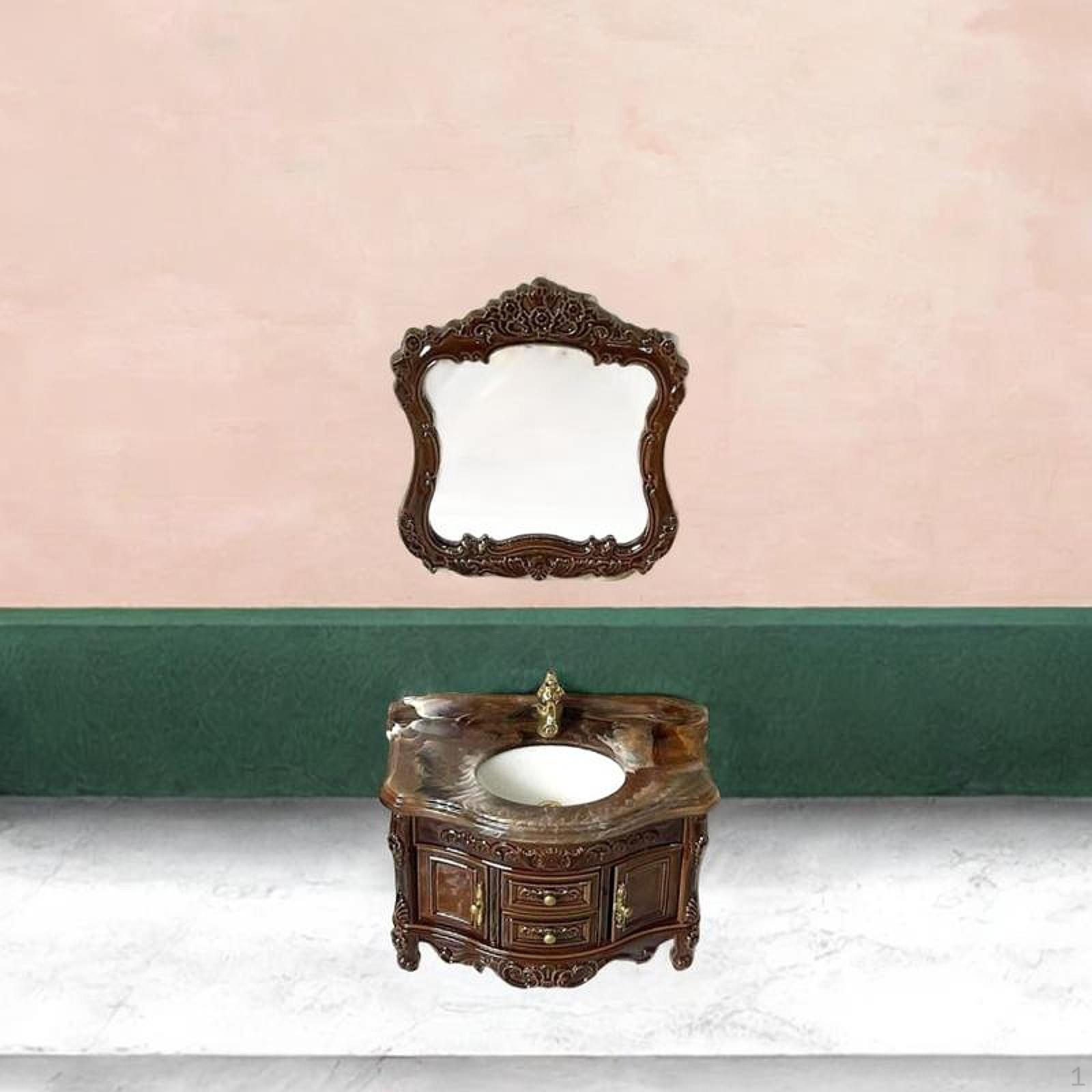 

2 шт.,1:Раковина для кукольного домика 12 масштаба, принадлежности для игрового домика, аксессуары для мебели и хобби коричневый