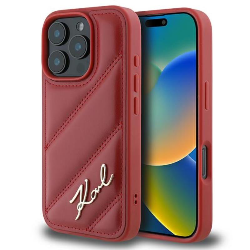 Karl Lagerfeld Quilted Signature - Etui Iphone 16 Pro (Czerwony)