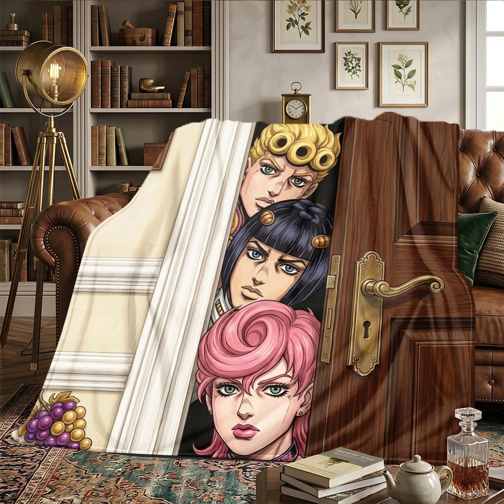 JoJos Bizarre Adventure Bedruckte Flanelldecke Warm Bequem, Für Schlafzimmer, Sofas, Reisen -HE31