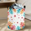 1 Modern Starfish Coral Print Laundry Basket - Modern Open Polyester Fiber Storage Basket, Suitable for Clothes, Bedding, Dorms, Apartments - Stylish 