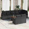 9 Piece Black Garden Sofa Set with Cushions
