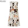 ZANZEA Women Casual Round Neck Summer Sleeveless Print Dress