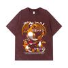 275 GSM Washed T-shirts 100% Cotton Pokemon V19 Charmander Print Unisex Heavy Cotton T Shirt