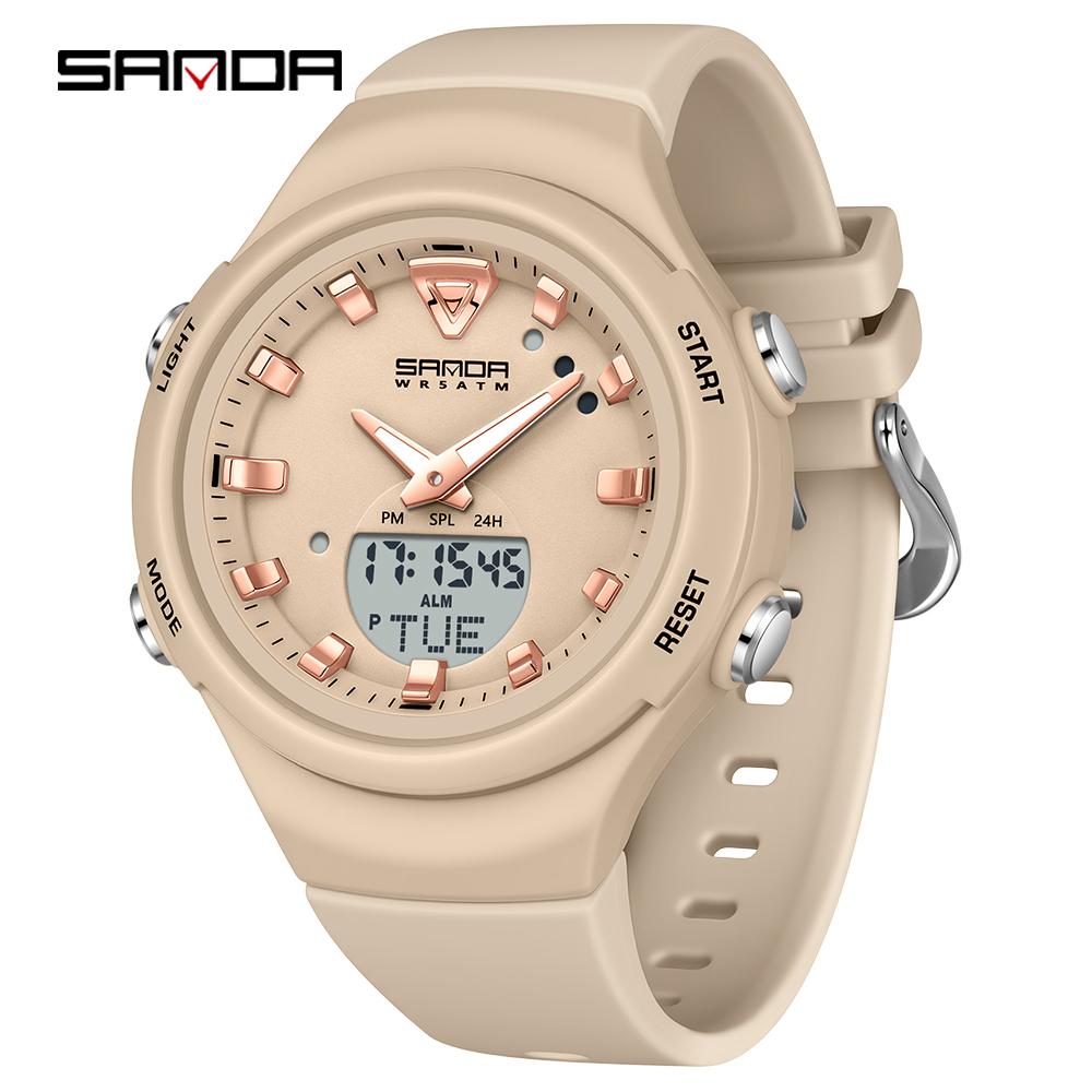 SANDA SD6371 Double Display Sports Watches Men Luminous Multifunction Waterproof Women Wristwatch