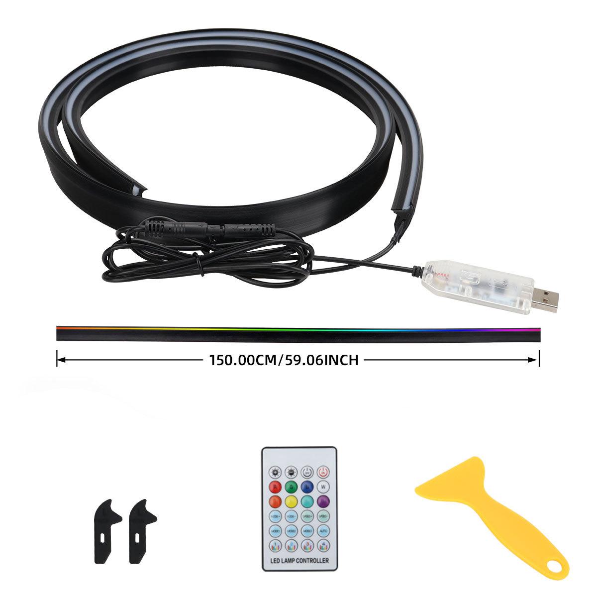 

Car interior central control LED wraparound through USB ambient lighting, no-wiring, flowing light and colorful decorative light Multicolour