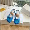 Bow-Shaped Headband Half-Slipper Women'S 2025 New Style Thick-Heeled Design Niche High-Heeled Flip-Flops