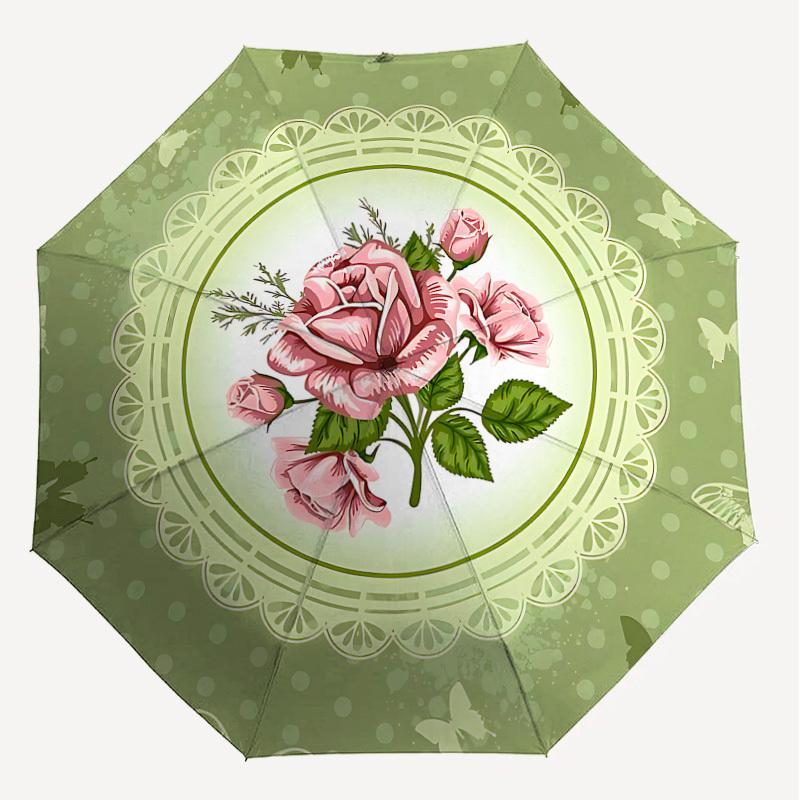 1PC Rose ButterflyAutomatic Open/Close Umbrella with Windproof, 8-Rib Sturdy Canopy, Durable Ribs, Fashionable Design, Outdoor Accessory, Fun Prin, Ho