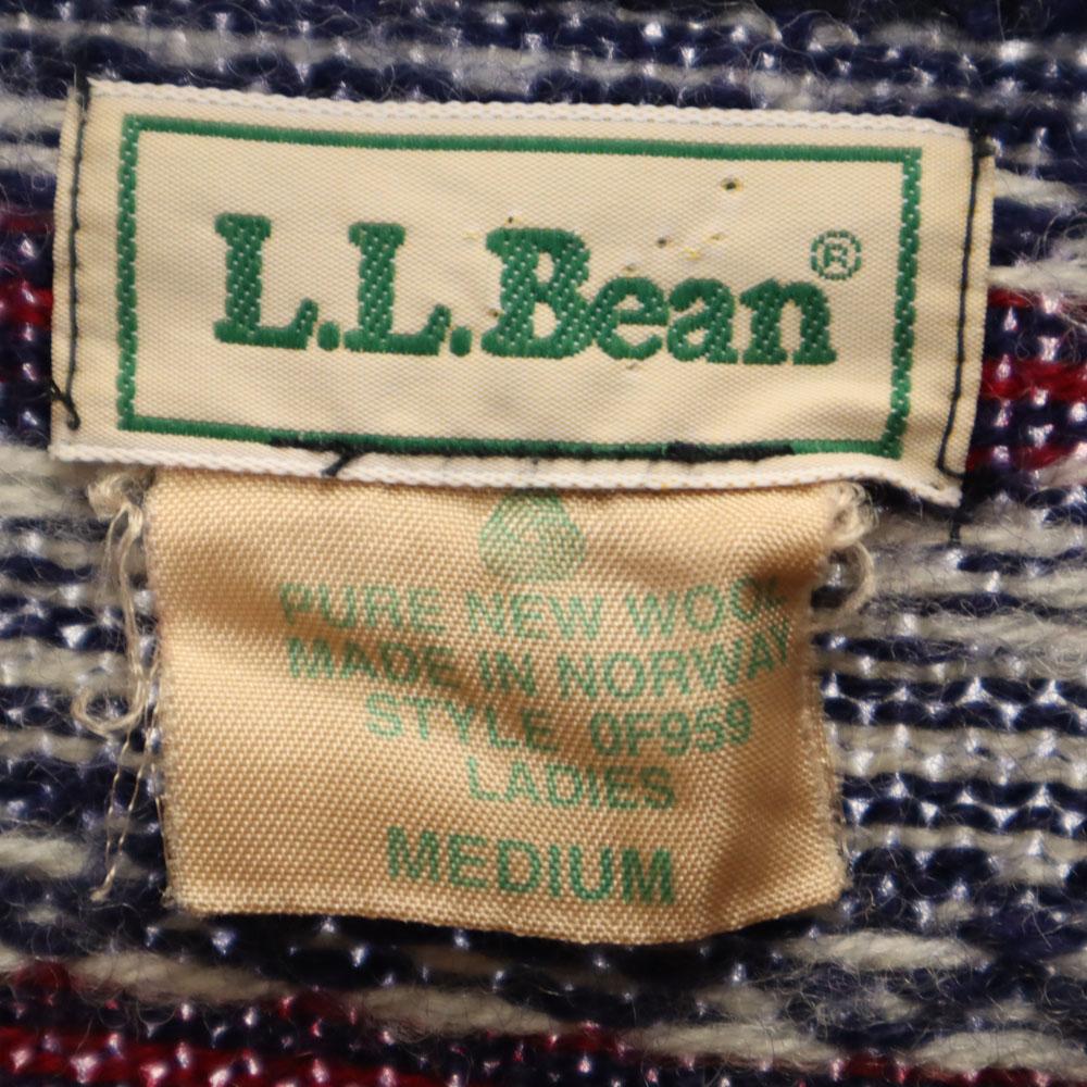 L.L.BEAN 80s Made In Norway Vintage Fair Isle Pattern Long Sleeve Sweater Women Used