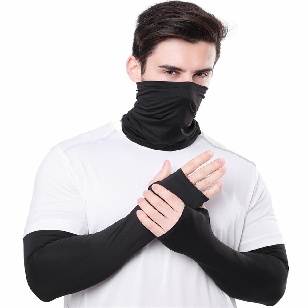 Ice Silk Face Cover Set Summer Sun Protection Anti-UV Quick-drying Breathable Fishing Mask Sleeves For Outdoor Fishing Cycling